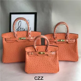Birkinns Designer-Strauß-Handtasche, modisches und beliebtes Muster, tragbar, One-Shoulder-Diagonal-Kreuz, Rindsleder, Damen-Orange, echtes Leder
