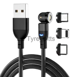 Carregadores/Cabos 540 Graus Rotate Magnetic Cable 3A Fast Charging Magnet Charger Micro USB Type C Cable Mobile Phone Wire For iPhone Xiaomi x0804