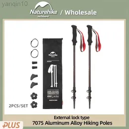 Trekking Poles Naturehike 2pcs Trekking Poles External Lock Type Hiking Poles Outdoor Lightweight Collapsible Aluminium Alloy Trekking Poles HKD230804