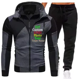 Mens Tracksuits European och American Largesize Hoodie Sweatpants Twopiece Sport Coat Winter Suit Anpassad 230804