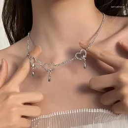 Cadenas moda francesa collar de corazón de melocotón para mujer dulce cadena clavicular de hada suave personalidad temperamento accesorios regalos