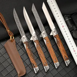 Multipurpose utomhus camping snabböppning kniv, rostfritt stål med höjd hårdhet vikkniv, damaskus mönster vikning