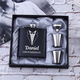 Other Event Party Supplies Personalized Flask 6oz Hip Flask Stainless Steel Engrave Flask Man Groom Gift White Box Packing Wedding Customized 230804
