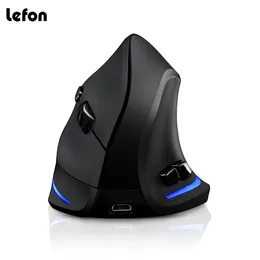 Mäuse Lefon Vertikale drahtlose Maus Spiel wiederaufladbare ergonomische RGB optische USB für Windows Mac 2400 DPI 2 4G PUBG LOL 230804