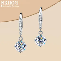 أقراط Dangle 925 Sterling Silver Moissanite Drop for Women Simple Brand Design D Color VVS Diamond Pass Test Jewelry Fine