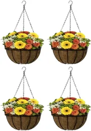 Conjunto de cesta de plantador, forro de cesta de pote pendurado para decoração de jardim interno e externo, perfeito para casa, jardim, pátio, deck com 4 unidades