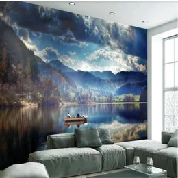 Wallpapers Custom Wallpaper Fresh And Beautiful Green Lake Water Natural Scenery 3d Decorative Painting