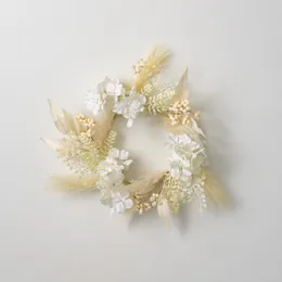 18 25 H Hydrangea Pampas Small Wreath, Cream