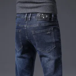 Erkekler kot moda markaları yaz bahar pantolonları düz elastik pamuklu pantolonlar adam 230804