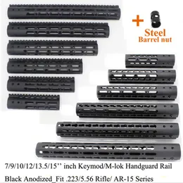 Tactical Black 7 9 10 12 13 5 15 inch Keymod M-lok Handguard Rail Float Mount System with Steel Barrel Nut282p