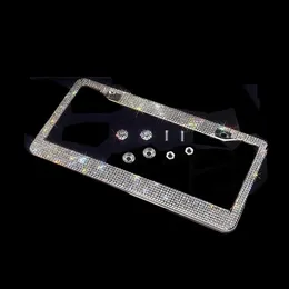 Cornici per targa Bling Crystal Frame Donna Lusso artigianale con strass Auto con pulsante di accensione Adatto USA e Canada209M