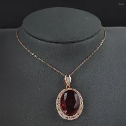 Pendant Necklaces 2023 Luxury Rose Gold Red Color Oval Necklace For Women Lady Anniversary Christmas Gift Jewelry Wholesale Moonso X5799b