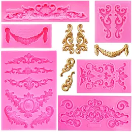 Baking Moulds Embossed Lace Mold Fondant Silicone Baroque Style 3D Engraving Decoration Cup Cake Tools Resin 230803