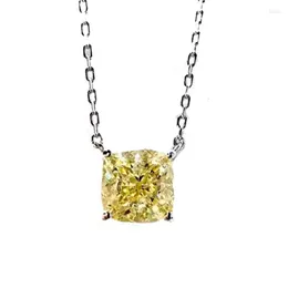 Pendants Anziw 2.0ct Solitaire Four-Claw Pendant Necklace 925 Silver Shiny Cushion Cut Yellow Created Gemstone Women Jewelry Gifts