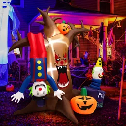 8 FT Halloween Inflatable Tree Giant Blow-up Spooky Dead Tree with Pop-up Clowns