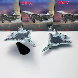 Aircraft Modle Diecast Alloy 1/100 Scale Russian Metal Fighter Su 57 Airplane Aircraft Model Su-57 Plane Model For Boy Toy Gifts Collection 230803