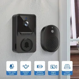 Bezprzewodowy aparat do drzwi z gościną, dwustronnym dźwiękiem, noktowizją i natychmiastowymi alertami-kamera bezpieczeństwa z wbudowaną akumulatorami i Wi-Fi 2,4G