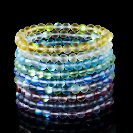 Sjöjungfrun Glass Crystal Moonstone Strand Multicolor Labradorite Stone Pärlade armband Handgjorda armbandsgåvor smycken
