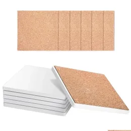 wholesale Sottobicchieri per sublimazione con cuscinetti di supporto in sughero Sottobicchieri in pietra ceramica bianca assorbente quadrata Drop Delivery 202 Dhq39 LL