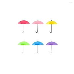 Hooks Fashion 6Pcs Colorful Umbrella Wall Hook Key Hair Pin Holder Organizer Decorative Shaped