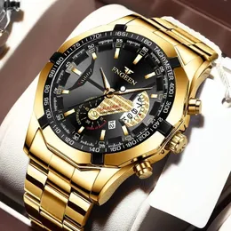 Zegarki na rękę Fngeen luksusowe męskie zegarki męskie opaska ze stali nierdzewnej Wodoodporne kwarcowe zegarek dla mężczyzny kalendarz męski Zegar ReliOJ hombre s001 230804