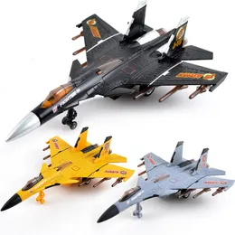 Flygplan Modle Simulation Pull Back Die Cast Plane Toy med ljud och Light Metal Fighter Aircraft Alloy Model Airplane Toys For Boy Kids 230803