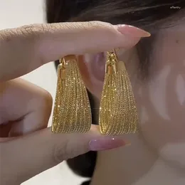 Kolczyki Dangle Trendy Golden Big okrągłe koło dla kobiet geometryczne wykwintne nadwymiarowe kolczyki moda dziewczyna impreza biżuteria prezenty urodzinowe