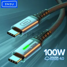 Laddare/kablar Iniu 100w USB C till USB Typ C -kabel PD 5A QC Fast Charging Phone Charger Cord för Samsung S23 iPad Pro MacBook -surfplattor LG Google X0804