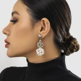 Pendientes de tuerca exagerados CCB con cuentas geométricas en forma de bola pendiente de gota moda perla de imitación tendencia joyería de fiesta