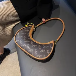 damer axelpåsar enkla klassiska vintage jiaozi väska slitsträckta förtjockade tryckta läder handväska elegant färg matchande mobiltelefon mynt handväska 5552#
