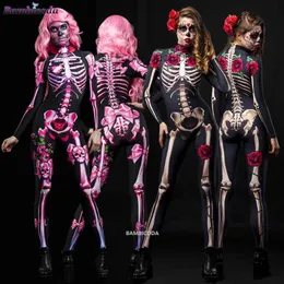 Tema kostym halloween skräckroll spelar skelett rose sexig kvinnlig djävul vampyr jumpsuit party karneval skräck kom på baby z230804