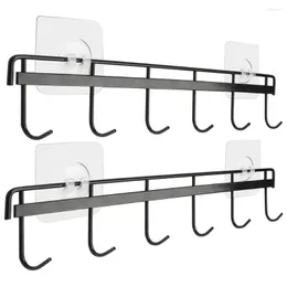 Cabides para utensílios de armazenamento de cozinha com ganchos suporte de parede montado em rack adesivo para quarto