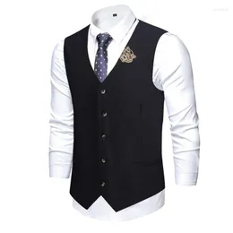 Heren Vesten V-hals Pak Vest Casual Klassiek Formeel Zakelijk Slim-fit Bruiloft