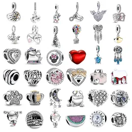 925 Silver Fit Pandora Charm Girls 'Love Bag سحر أزياء مجموعة قلادة DIY Gine Beads Jewelry ، هدية خاصة للنساء