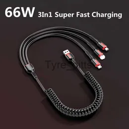 شحنات/كابلات 5A 66W شحن سريع USB Type C Cable 3A Micro USB Spring Car Cable for Xiaomi Redmi Samsung Realme Accessories for iPhone X0804