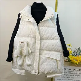 Kvinnors västar 2023 Autumn Winter Short Vest Splicing Fashion Korean Jacket Trend Cotton Padded Women Windproect Warm Waistcoat