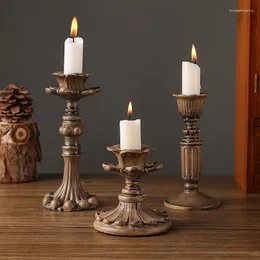 Candle Holders Vintage Carved Resin Crafts Romantic Candlelight Dinner Wedding Atmosphere Decorations Candlestick Ornaments