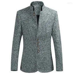 Männer Jacken Stehkragen Chinesischen Mann Anzug Blazer Herbst/Winter Jacke Casual Große Größe Slim Fitting Mantel Hochzeit bräutigam