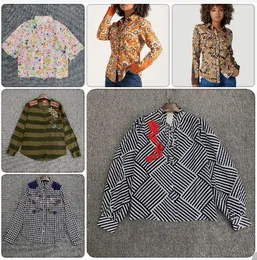 Blusas Femininas Comércio Exterior Original Camisa Espanhola Simples Bordado Estampado Listras Manga Longa Fina