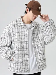 Jaquetas masculinas Xiao Xiang Feng Jaqueta xadrez oversize High Street design japonês Feeling Planky Men