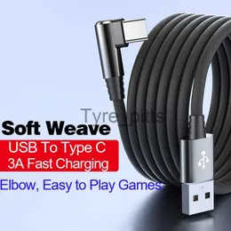 Laddare/kablar väver Elbow 3A -spel Fast Charging Cable för Samsung Xiaomi Poco Realme Mobiltelefon Tillbehörsladdare USB Typ C CARBABLE KABEL X0804
