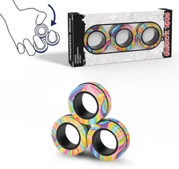 Dekompressionsleksak 3st Finger Magnetic Rings Colorful Fidget Toy Set Adult Magnets Spinner Rings for Linieve Stress Angst Relief Therapy 230803