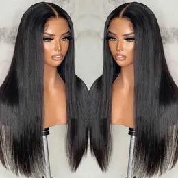 Mänskligt hår Kapslösa peruker Joedir 44 Glueless Human Hair Wig Straight HD Spets Wig Transparent Spets Front Wig Pre Plucked Bone Straight Human Hair Wigs X0802