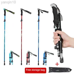 Trekking słupów Ultralekkie składane wielofunkcyjne Trekking Pordelable Anti Shock Alpenstock Snow Szybka spacerowa na zewnątrz Kuche wędrówki HKD230804