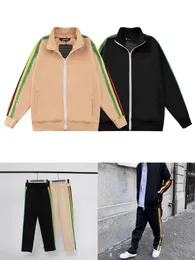 Men's and women's bear rainbow sports suit jogging sports suit casual long-sleeved 2-piece sports pants street clothes zipper jacket