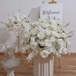 Dekorativa blommor 50/60/70 cm Artificial White Rose Hortangea Flower Fake Bouquet For Party Stage Decor Prop Wedding Table Centerpiece