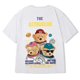 Herr t-shirts roliga björn astronaut tryckt överdimensionerade tshirts manliga sommar kort ärm t-shirts par y2k tee tops hip hop kläder 230804