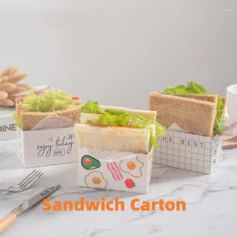 Gift Wrap 10Pcs Sandwich Wrapping Paper Box Disposable Meal Boxs Toast Bread Burger Bakings Tray Breakfast Baking Packing