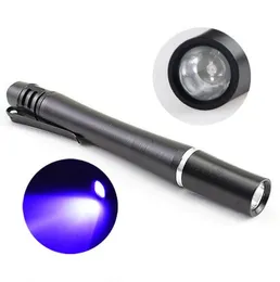Portable UV Flashlights Torches Hiking Camping Sports Outdoors 365Nm 395Nm Mini Pen Light Blacklight Lamp ltraviolet Invisible Marker pet urine Detection Torch