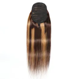 Brazilian Malaysian Peruvian Indian 100% Human Hair P4/27 Piano Color 14-24inch Silky Straight Ponytails